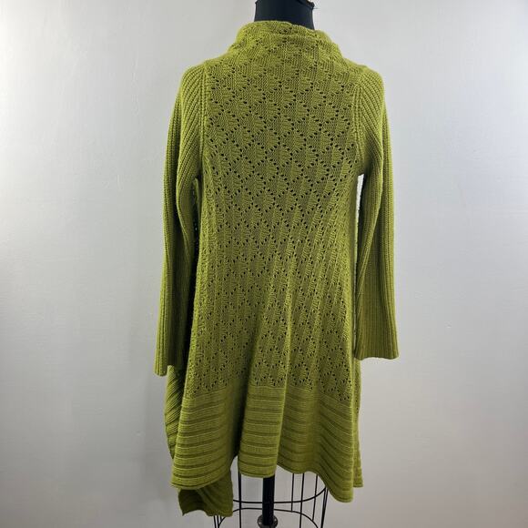 Cynthia Rowley Green M Knit Cardigan Sweater Wool Flowy Open Front Long Sleeve - Picture 6 of 9